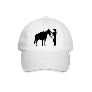Frau mit Pferd - Baseballkappe - Weiß/Weiß - Vorne