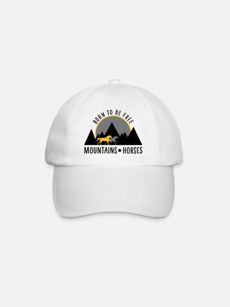 BORN TO BE FREE! Horses before mountains/sunset - Baseball Cap - white/white