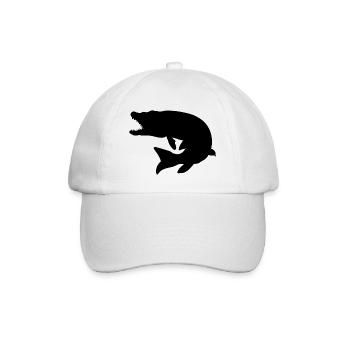 Raubfischangeln - Hecht - Fischergeschenk - Baseballkappe - Weiß/Weiß - Vorne
