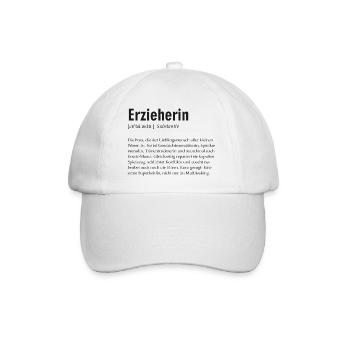 Spruchdesign - Erzieherin - Baseballkappe - Weiß/Weiß - Vorne