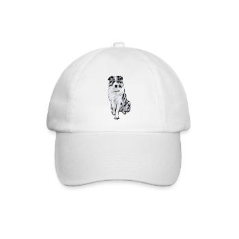 Border Collie Black Merle Comic - Baseball Cap - white/white - Front