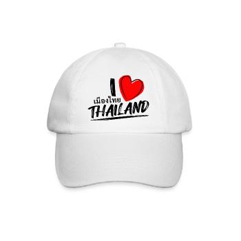 I love Thailand - Thailand als Schriftzeichen - Baseballkappe - Weiß/Weiß - Vorne