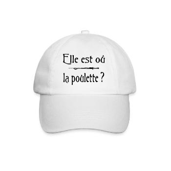 Elle est où la poulette ? Citation Humour - Casquette classique - blanc/blanc - Devant