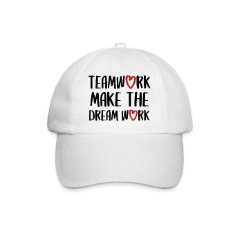 teamwork dream work team spirit team saying - Baseball Cap - white/white - Front