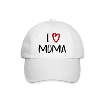 i love mdma Drogen Spruch Schrift - Baseballkappe - Weiß/Weiß - Vorne
