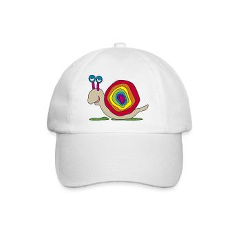 colorful snail stalk eyes children's drawing graffiti - Baseball Cap - white/white - Front