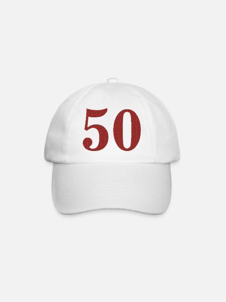 50. Geburtstag - Basebollkeps - vit/vit
