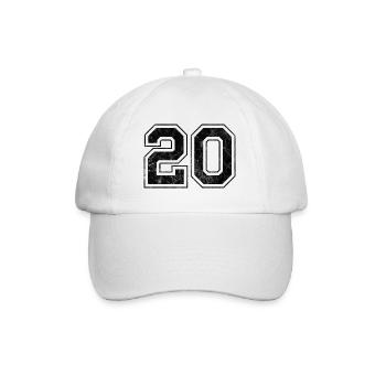 Number 20 - Baseball Cap - white/white - Front