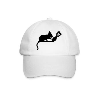 Blumenvase umstoßen freche Katze - Baseballkappe - Weiß/Weiß - Vorne