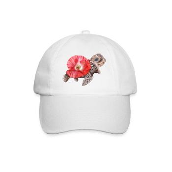 Tortue mignonne au coquelicot - Casquette classique - blanc/blanc - Devant