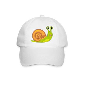 Funny smiling snail - Baseball Cap - white/white - Front
