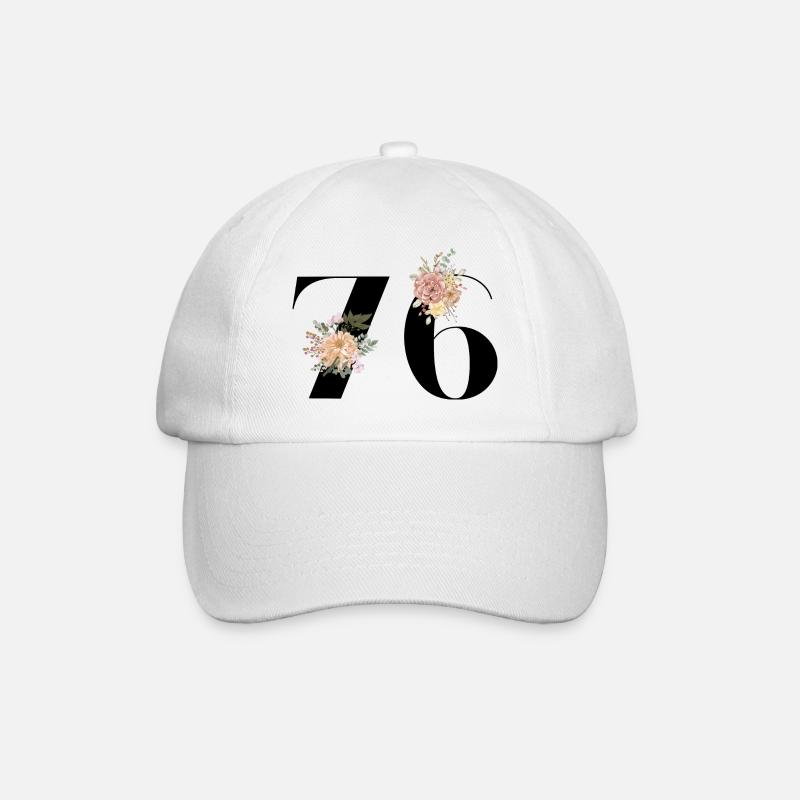 76e anniversaire fleuris (Cadeau de 76 ans) - Casquette classique - blanc/blanc