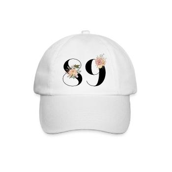 Blumen zum 89-jährigen Jubiläum (Geschenk von 89 Jahren) - Baseballkappe - Weiß/Weiß - Vorne