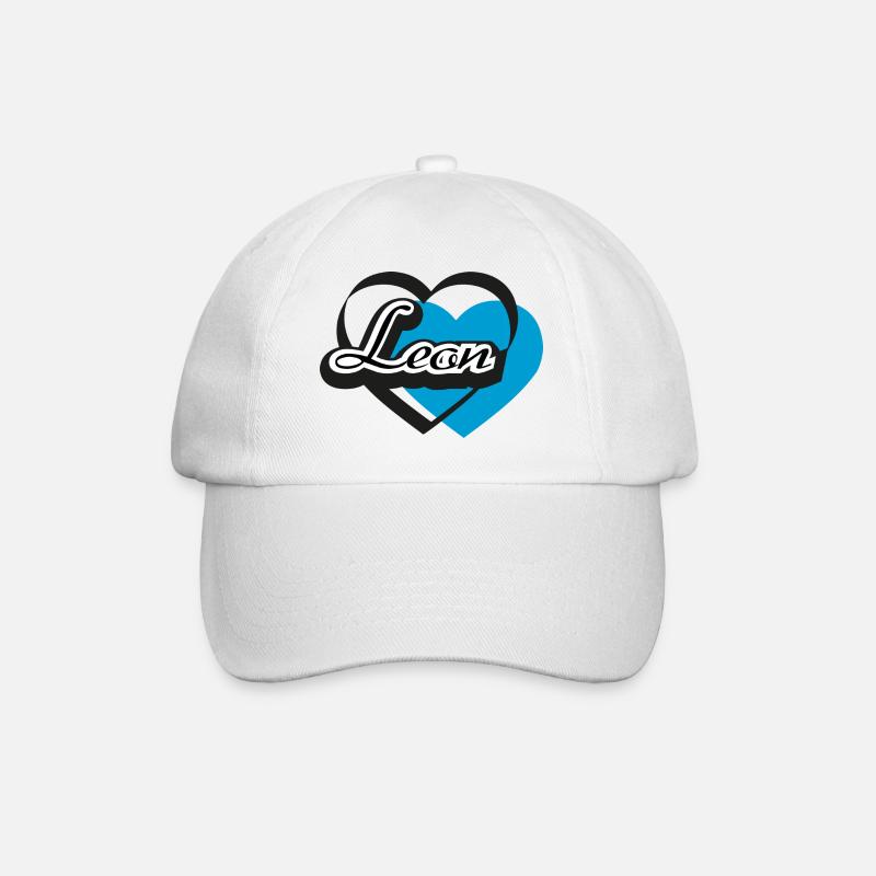 Name Leon Herz - Baseballkappe - Weiß/Weiß