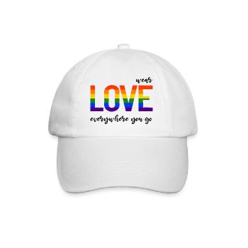 Wear love everywhere you go - LGBTQI Gay Pride - Baseballkappe - Weiß/Weiß - Vorne