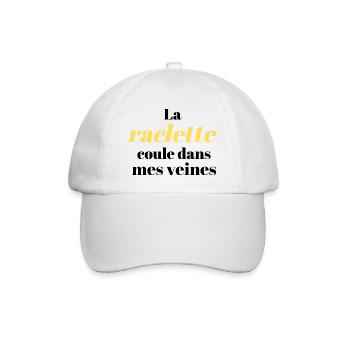 Tee-shirt drôle, La raclette coule dans mes veines - Casquette classique - blanc/blanc - Devant