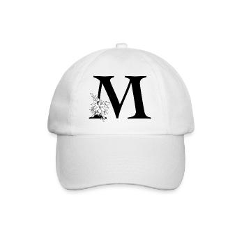 Buchstabe M - Baseballkappe - Weiß/Weiß - Vorne
