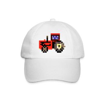Tractor pixelated gift idea pixel tractor - Baseball Cap - white/white - Front