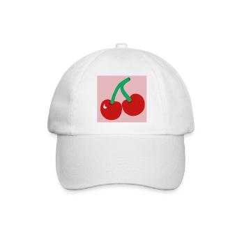 Cherries in a pink square - Baseball Cap - white/white - Front