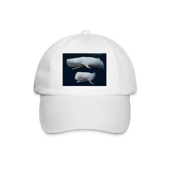 Zwei Pottwale, Wal, Walfisch - Baseballkappe - Weiß/Weiß - Vorne