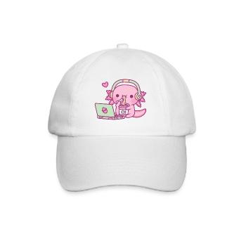 Axolotl Eating Instant Noodles And Watching Anime - Baseball Cap - white/white - Front