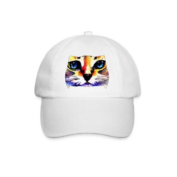 Katzengesicht 6 - Baseballkappe - Weiß/Weiß - Vorne