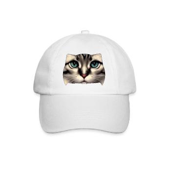 Katzengesicht - Baseballkappe - Weiß/Weiß - Vorne