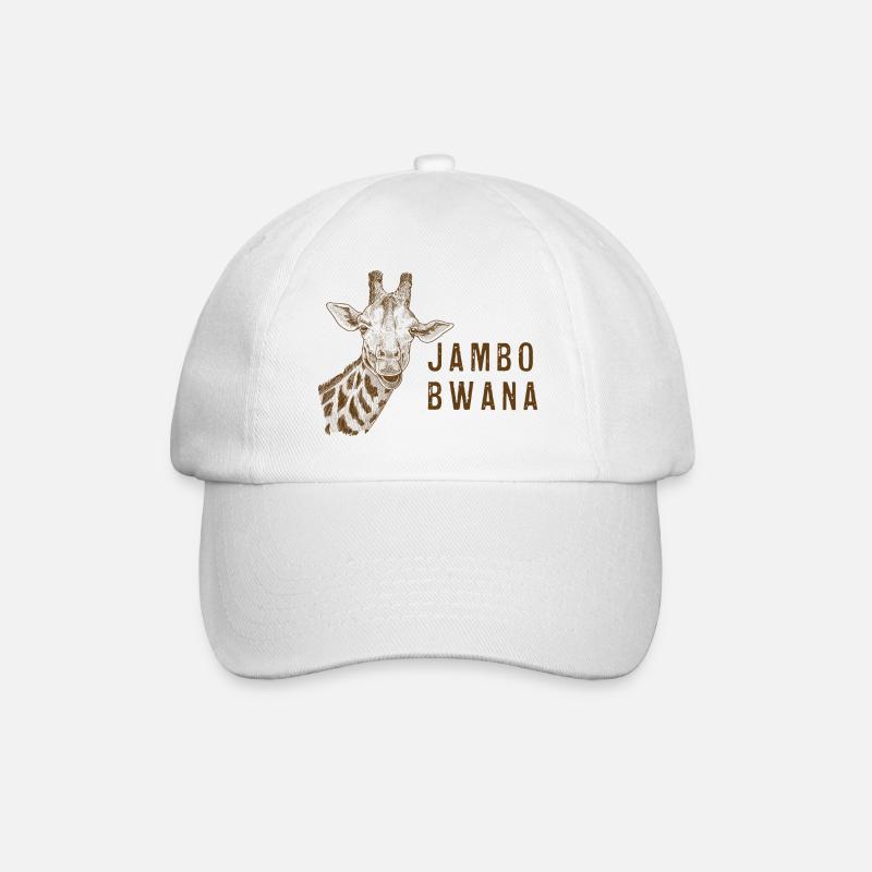 Jambo Bwana Giraffe aus Kenia/ Afrika - Baseballkappe - Weiß/Weiß