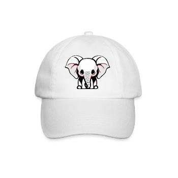 Kleiner Elefant Cartoon niedlich Abenteuer 12 - Baseballkappe - Weiß/Weiß - Vorne