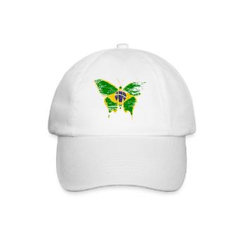 Brazil flag butterfly used - Baseball Cap - white/white - Front