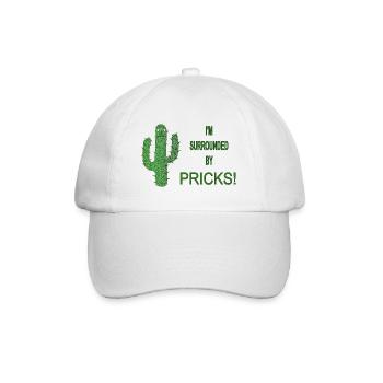 Funny Cactus Surrounded by Pricks Slogan - Baseball Cap - white/white - Front