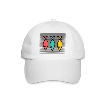 FISH. APRIL FOOL. EASTER. SARDINE. SEA - Baseball Cap - white/white - Front