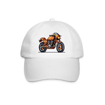 Motorrad als Rennmaschine in 16-Bit - Baseballkappe - Weiß/Weiß - Vorne