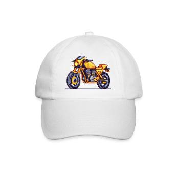Moto rétro 16 bits au look pixel vintage - Casquette classique - blanc/blanc - Devant