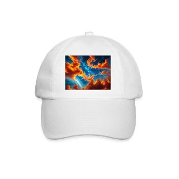 Blauer roter Himmel mit einer kreaturgenerierten KI - Baseballkappe - Weiß/Weiß - Vorne