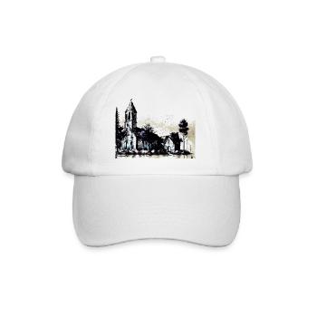 Alte Kirche in einem Dorf - Baseballkappe - Weiß/Weiß - Vorne