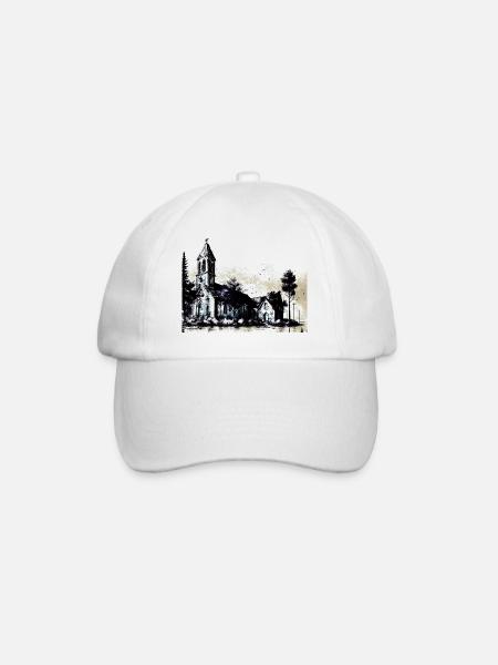 Iglesia antigua en un pueblo - Baseballkasket - hvid/hvid