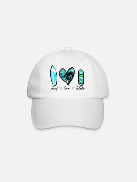 surf love skate vague coeur - Casquette classique - blanc/blanc