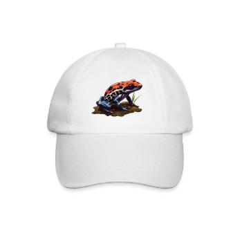 Süßes Erdbeerfröschchen in blau und rot - Baseballkappe - Weiß/Weiß - Vorne
