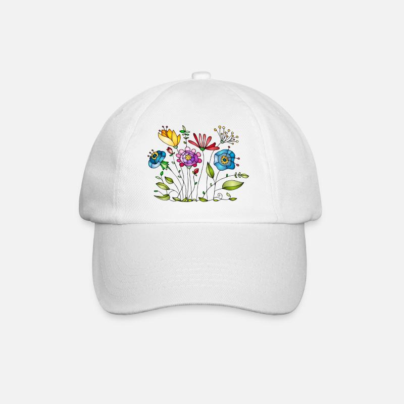 Blumen - Baseballkappe - Weiß/Weiß