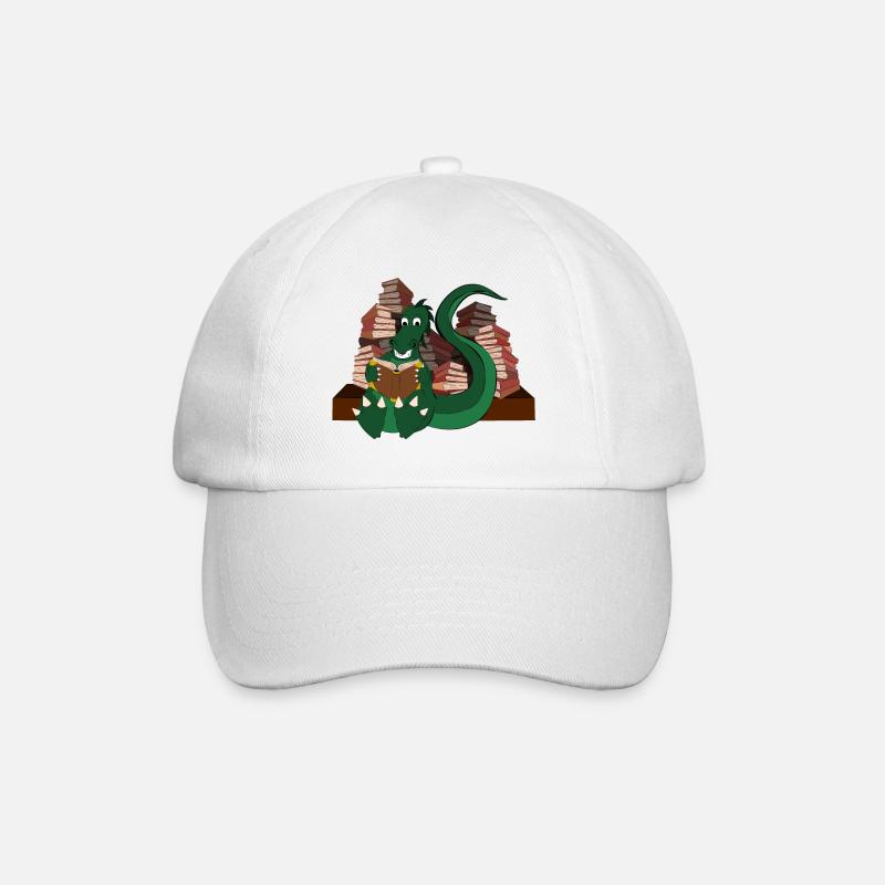 Dragon reading - Baseball Cap - white/white