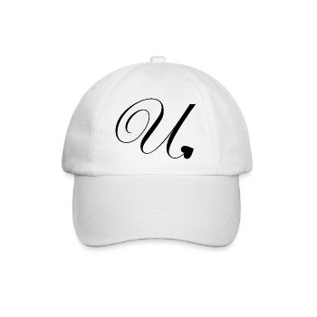 Letter u heart calligraphy - Baseball Cap - white/white - Front