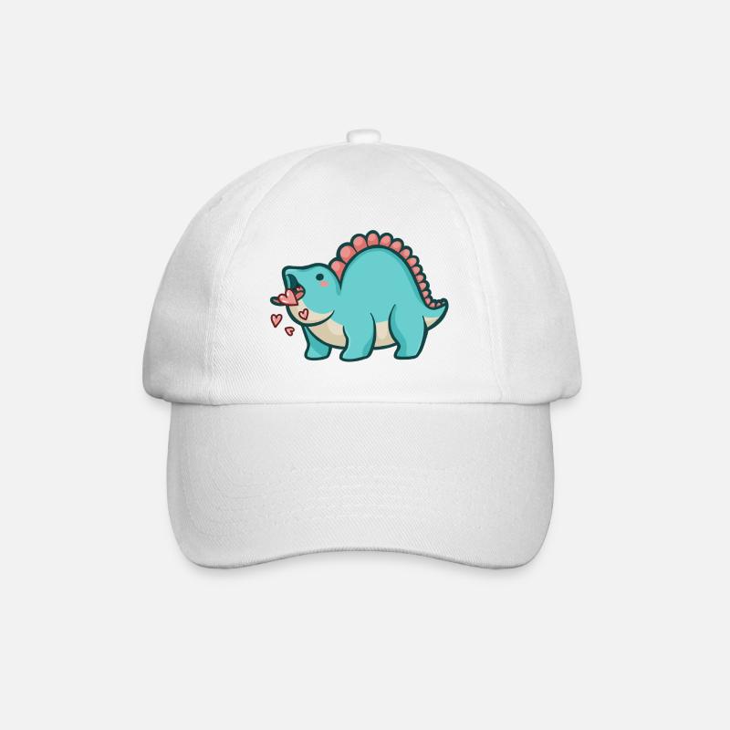hugadino Mlem mit Herzen, Dino, süßer Dinosaurier - Baseballkappe - Weiß/Weiß