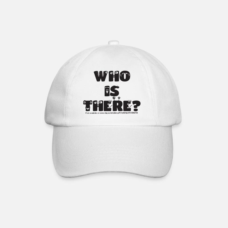 Wer ist da??? Irgendjemand? Text mit Augen… - Baseballkappe - Weiß/Weiß