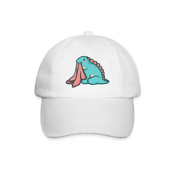 hugadino Dino mit Decke, süßer Dinosaurier - Baseballkappe - Weiß/Weiß - Vorne
