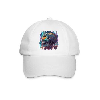 Cyberpunk Skull // NeonByte Cranium - Baseballkappe - Weiß/Weiß - Vorne