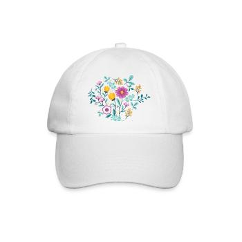 Yellow and Purple FLOWERS - Baseball Cap - white/white - Front