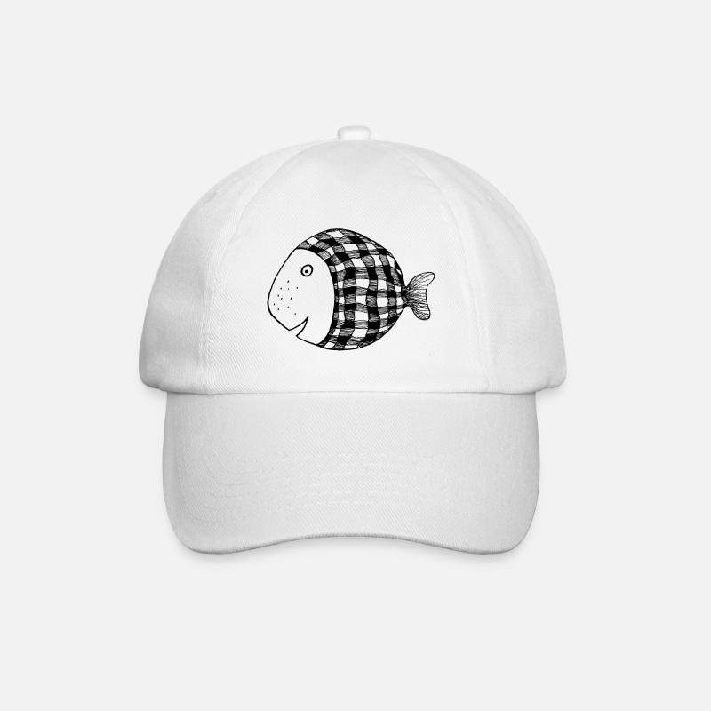 Dicker Fisch kariert - Baseballkappe - Weiß/Weiß