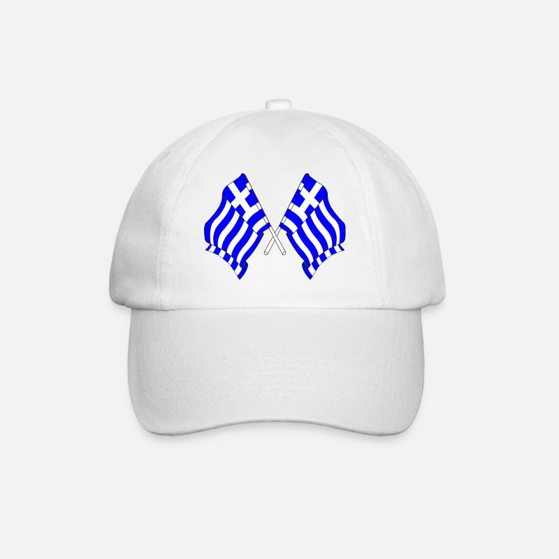 Zwei Flaggen Griechenlands - Baseballkappe - Weiß/Weiß