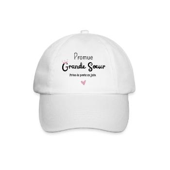 Promue grande soeur en juin - annonce grossesse - Casquette classique - blanc/blanc - Devant